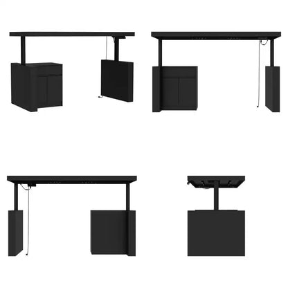 Famapy Bureau d'ordinateur réglable en hauteur avec armoire de rangement et tiroir intégrés