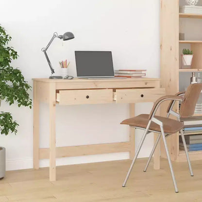 vidaXL Bureau Bois Naturel Bois de pin massif Bureau moyen Rectangulaire