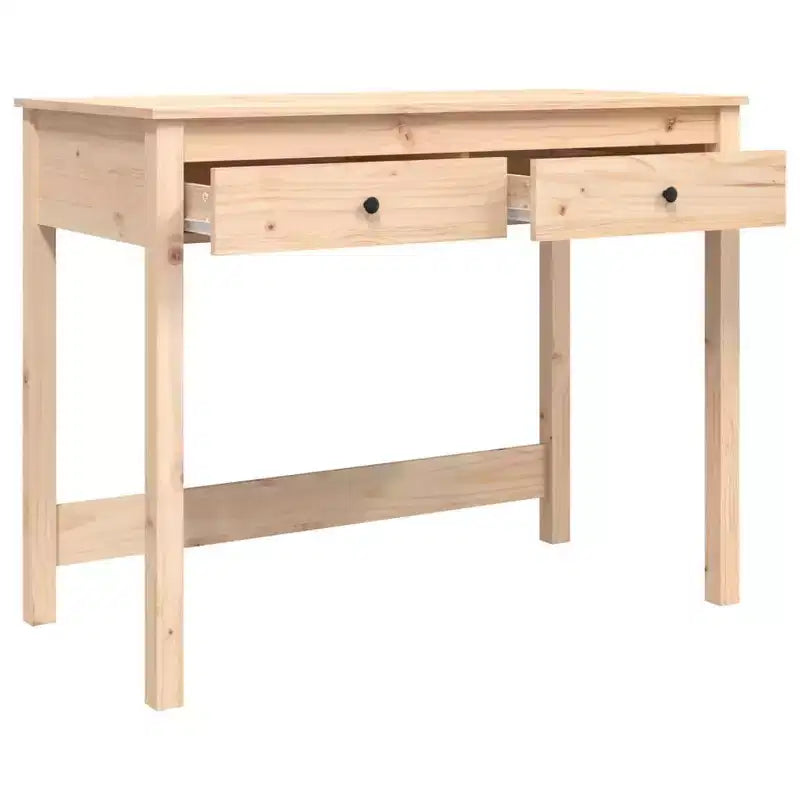 vidaXL Bureau Bois Naturel Bois de pin massif Bureau moyen Rectangulaire