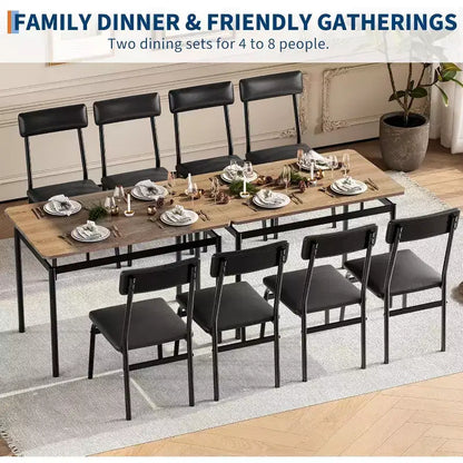 Acekool 5-Piece Dining Table Set, Brown Woodgrain Table , Space Saving, for Kitchen