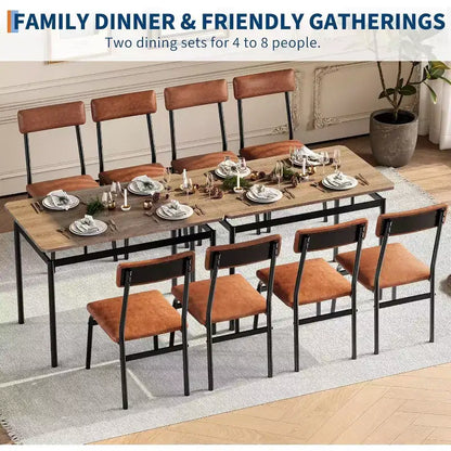 Acekool 5-Piece Dining Table Set, Brown Woodgrain Table , Space Saving, for Kitchen