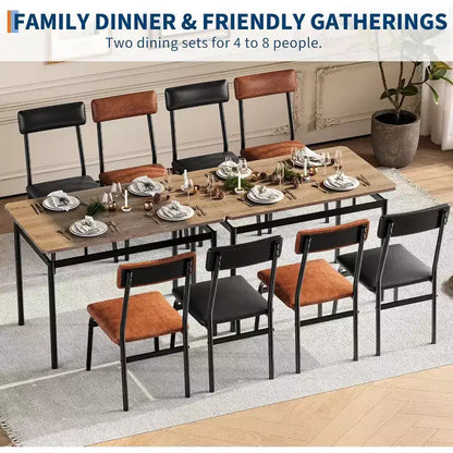 Acekool 5-Piece Dining Table Set, Brown Woodgrain Table , Space Saving, for Kitchen