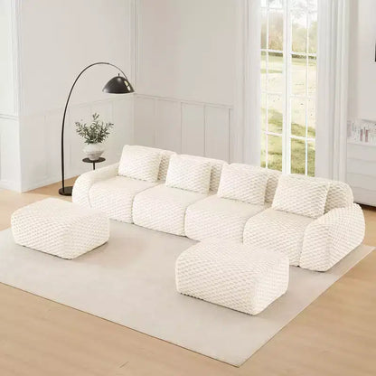146 Modern U-Shaped Modular Sectional Sofa for Living Room,Flannelette Fabric,Oversized 4-Seater Couch,boneless sofa