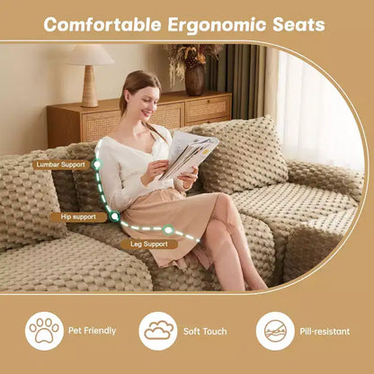 146 Modern U-Shaped Modular Sectional Sofa for Living Room,Flannelette Fabric,Oversized 4-Seater Couch,boneless sofa