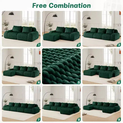 146 Modern U-Shaped Modular Sectional Sofa for Living Room,Flannelette Fabric,Oversized 4-Seater Couch,boneless sofa