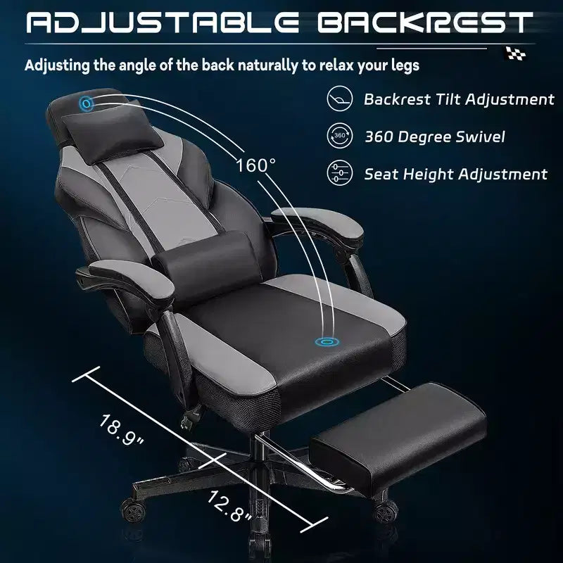 Celebalcony Gaming Chairs for Adults with Footrest, High Back, with Massage Lumbar Support, 360 Swivel Height Adjustable Computer Chairs