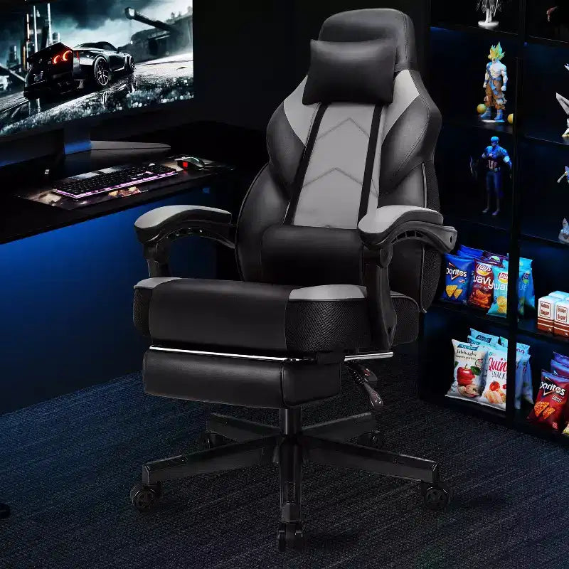 Celebalcony Gaming Chairs for Adults with Footrest, High Back, with Massage Lumbar Support, 360 Swivel Height Adjustable Computer Chairs