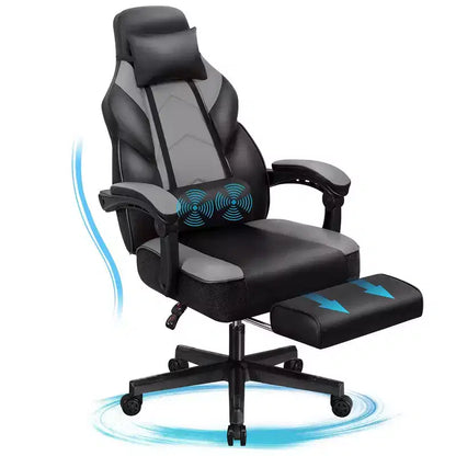 Celebalcony Gaming Chairs for Adults with Footrest, High Back, with Massage Lumbar Support, 360 Swivel Height Adjustable Computer Chairs