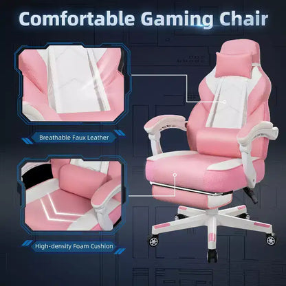 Celebalcony Gaming Chairs for Adults with Footrest, High Back, with Massage Lumbar Support, 360 Swivel Height Adjustable Computer Chairs