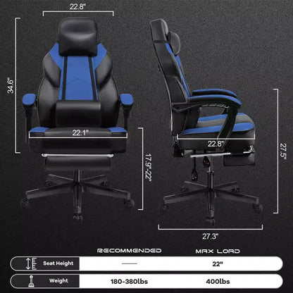 Celebalcony Gaming Chairs for Adults with Footrest, High Back, with Massage Lumbar Support, 360 Swivel Height Adjustable Computer Chairs
