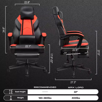 Celebalcony Gaming Chairs for Adults with Footrest, High Back, with Massage Lumbar Support, 360 Swivel Height Adjustable Computer Chairs