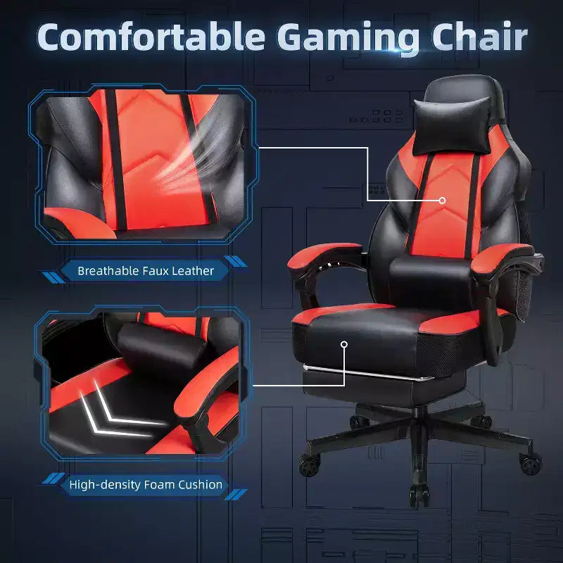 Celebalcony Gaming Chairs for Adults with Footrest, High Back, with Massage Lumbar Support, 360 Swivel Height Adjustable Computer Chairs