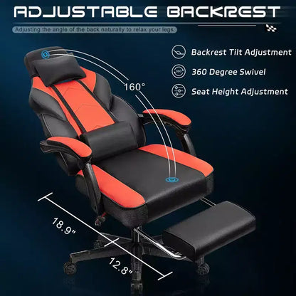 Celebalcony Gaming Chairs for Adults with Footrest, High Back, with Massage Lumbar Support, 360 Swivel Height Adjustable Computer Chairs