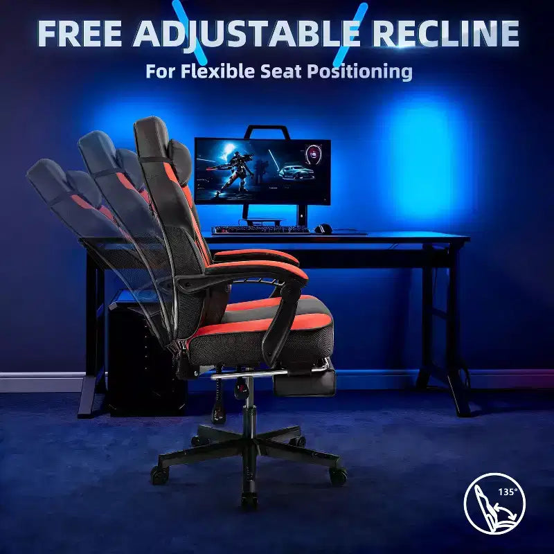 Celebalcony Gaming Chairs for Adults with Footrest, High Back, with Massage Lumbar Support, 360 Swivel Height Adjustable Computer Chairs