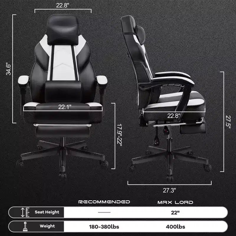 Celebalcony Gaming Chairs for Adults with Footrest, High Back, with Massage Lumbar Support, 360 Swivel Height Adjustable Computer Chairs