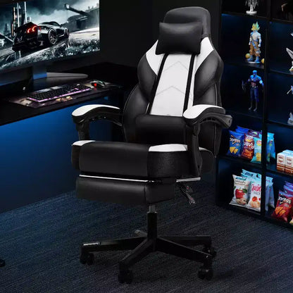 Celebalcony Gaming Chairs for Adults with Footrest, High Back, with Massage Lumbar Support, 360 Swivel Height Adjustable Computer Chairs