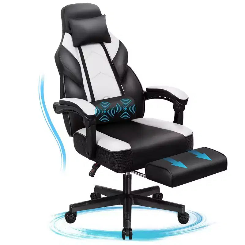 Celebalcony Gaming Chairs for Adults with Footrest, High Back, with Massage Lumbar Support, 360 Swivel Height Adjustable Computer Chairs