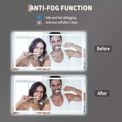 No Frame Led Bathroom Mirror with Front and Backlit, Stepless Dimmabl, Anti-Fog, Shatter-Proof for Wall (Horizontal/Vertical)