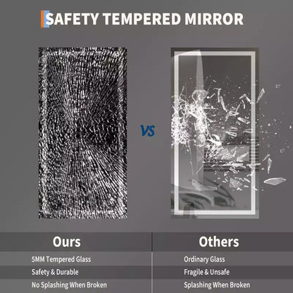 No Frame Led Bathroom Mirror with Front and Backlit, Stepless Dimmabl, Anti-Fog, Shatter-Proof for Wall (Horizontal/Vertical)