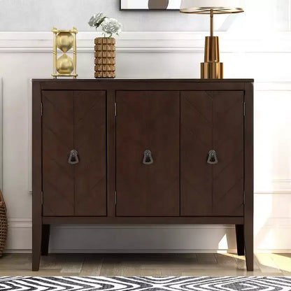 Vintage Accent Storage Cabinet with Adjustable Shelf, Solid Wood Sideboard Console Table Sofa Table Grey