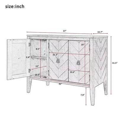 Vintage Accent Storage Cabinet with Adjustable Shelf, Solid Wood Sideboard Console Table Sofa Table Grey