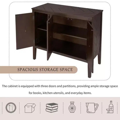 Vintage Accent Storage Cabinet with Adjustable Shelf, Solid Wood Sideboard Console Table Sofa Table Grey