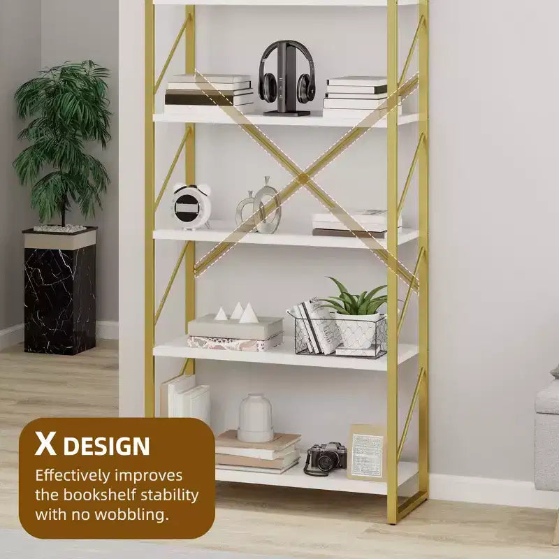 Étagère bibliothèque à 6 niveaux, rayonnage de rangement ouvert pour salon/maison/bureau, assemblage simple