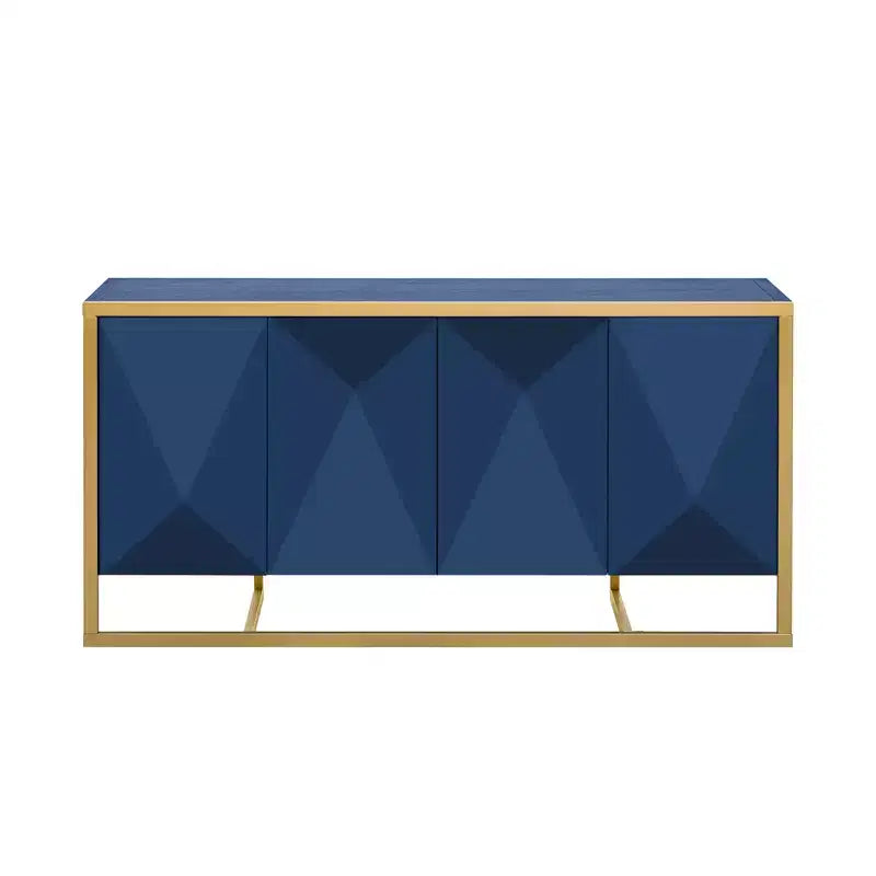 Meuble buffet en bois, buffet de cuisine pour café, meuble de rangement avec 4 portes et pieds métalliques uniques
