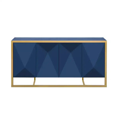 Meuble buffet en bois, buffet de cuisine pour café, meuble de rangement avec 4 portes et pieds métalliques uniques