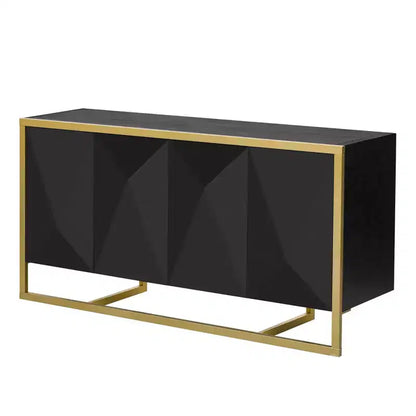Meuble buffet en bois, buffet de cuisine pour café, meuble de rangement avec 4 portes et pieds métalliques uniques