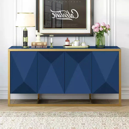 Meuble buffet en bois, buffet de cuisine pour café, meuble de rangement avec 4 portes et pieds métalliques uniques