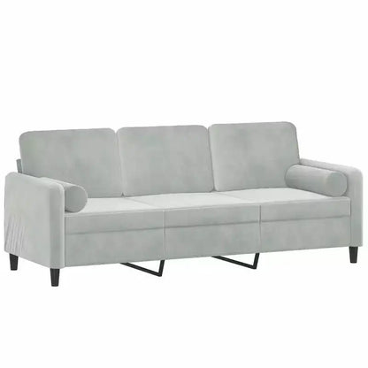 vidaXL Canapé 3 places avec coussins décoratifs Gris clair 70,9 velours