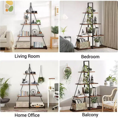 4 Shelf Bookshelf, Sailboat A-Shape Structure, Ladder Display Shelf, Classical Modern Bookshelf Book, For CDs/Books/Films