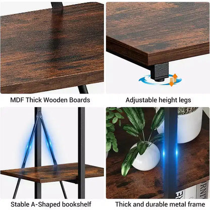 4 Shelf Bookshelf, Sailboat A-Shape Structure, Ladder Display Shelf, Classical Modern Bookshelf Book, For CDs/Books/Films