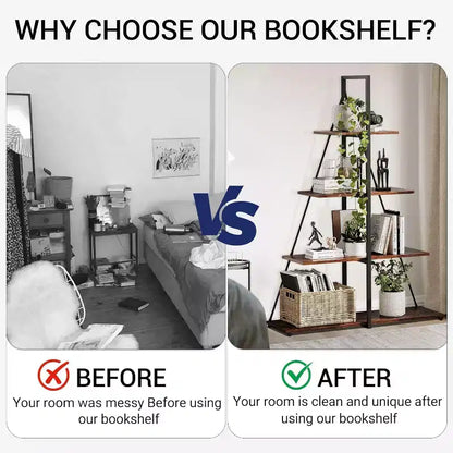 4 Shelf Bookshelf, Sailboat A-Shape Structure, Ladder Display Shelf, Classical Modern Bookshelf Book, For CDs/Books/Films