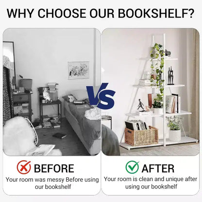 4 Shelf Bookshelf, Sailboat A-Shape Structure, Ladder Display Shelf, Classical Modern Bookshelf Book, For CDs/Books/Films