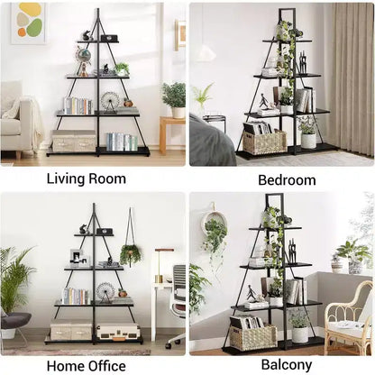 4 Shelf Bookshelf, Sailboat A-Shape Structure, Ladder Display Shelf, Classical Modern Bookshelf Book, For CDs/Books/Films