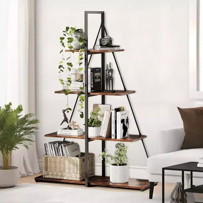 4 Shelf Bookshelf, Sailboat A-Shape Structure, Ladder Display Shelf, Classical Modern Bookshelf Book, For CDs/Books/Films
