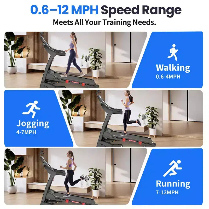 5HP Folding Treadmill w/ 20% Auto Incline for Home w/ 400LB Capacity, Walking Jogging Treadmill w/ Smart APP Control, 71 Programs, 12MPH Treadmill