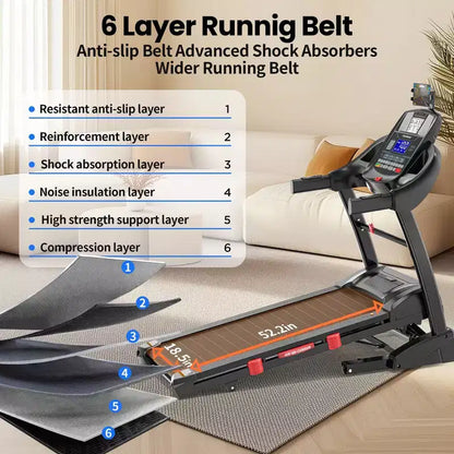 5HP Folding Treadmill w/ 20% Auto Incline for Home w/ 400LB Capacity, Walking Jogging Treadmill w/ Smart APP Control, 71 Programs, 12MPH Treadmill