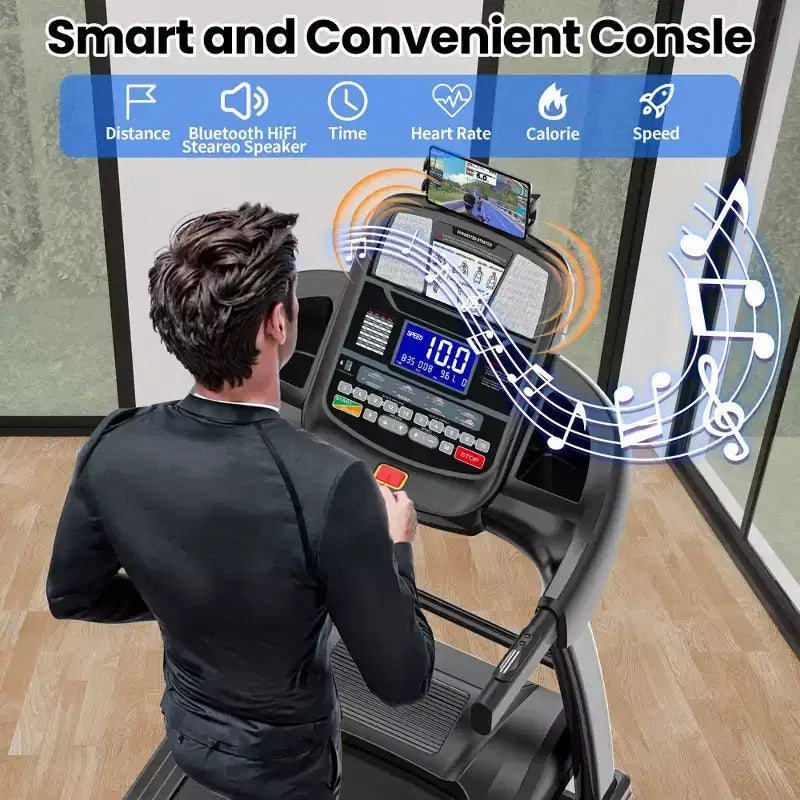 5HP Folding Treadmill w/ 20% Auto Incline for Home w/ 400LB Capacity, Walking Jogging Treadmill w/ Smart APP Control, 71 Programs, 12MPH Treadmill
