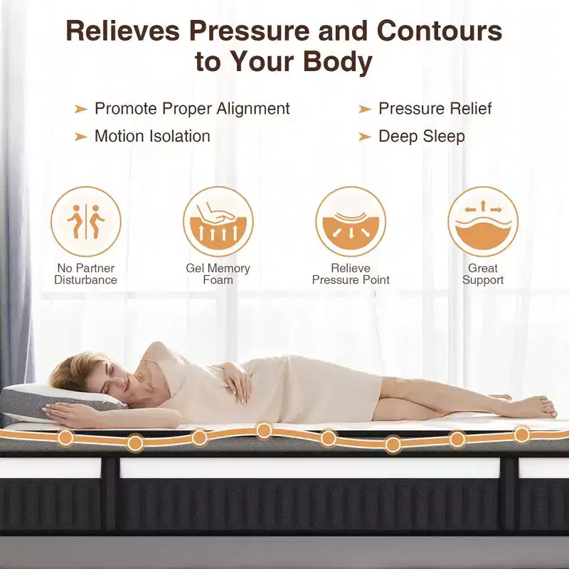 14 King Size Mattress in a Box, Memory Foam and Pocket Innerspring Mattress for Motion Isolation, Medium Firm, Pressure Relief