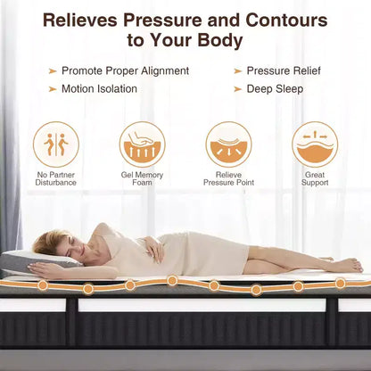 14 King Size Mattress in a Box, Memory Foam and Pocket Innerspring Mattress for Motion Isolation, Medium Firm, Pressure Relief