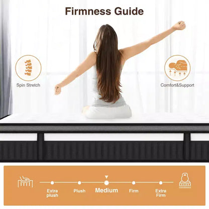 14 King Size Mattress in a Box, Memory Foam and Pocket Innerspring Mattress for Motion Isolation, Medium Firm, Pressure Relief