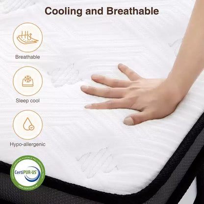 14 King Size Mattress in a Box, Memory Foam and Pocket Innerspring Mattress for Motion Isolation, Medium Firm, Pressure Relief