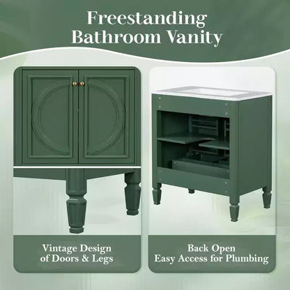 30 Bathroom Vanity Sink Combo, Bathroom storage Cabinet with Drawer and Door Shelf, Single Sink Bathroom Vanity