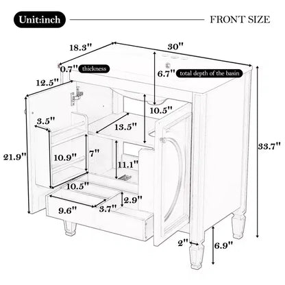 30 Bathroom Vanity Sink Combo, Bathroom storage Cabinet with Drawer and Door Shelf, Single Sink Bathroom Vanity