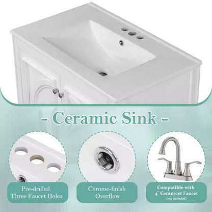 30 Bathroom Vanity Sink Combo, Bathroom storage Cabinet with Drawer and Door Shelf, Single Sink Bathroom Vanity