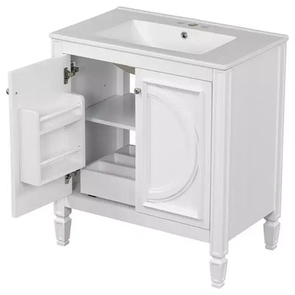 30 Bathroom Vanity Sink Combo, Bathroom storage Cabinet with Drawer and Door Shelf, Single Sink Bathroom Vanity