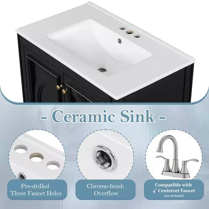 30 Bathroom Vanity Sink Combo, Bathroom storage Cabinet with Drawer and Door Shelf, Single Sink Bathroom Vanity